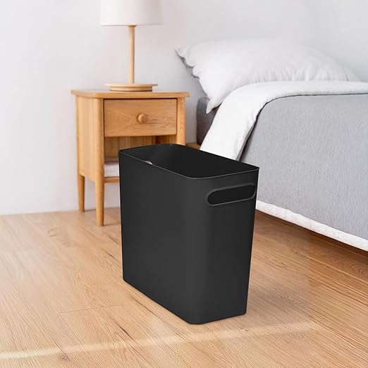 Platic Trash Can - Small Waste basketbin - 1.8 Gallon- for Office,Home,Bathroom,Kitchen - Black