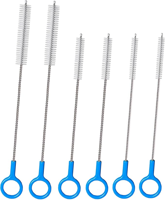 Straw Cleaner Brush Set Multi-Size(10+12 Inch),Heavy Duty Straw Brush Cleaner with 3mm Thick Steel Wire,Straw Cleaning Brush with Flexible 2mm Steel Wire for Baby Bottle and Bendable Straws,6 Pcs.
