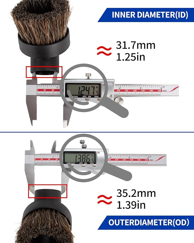 For Shark Vacuum Attachments, Round Horse Hair Vacuum Brush Attachment For Shark Vacuum Brush Attachment With 1-1/4” To 1-3/8” Adapter, For Dusting Car Seats & Upholstery, 3 Pack