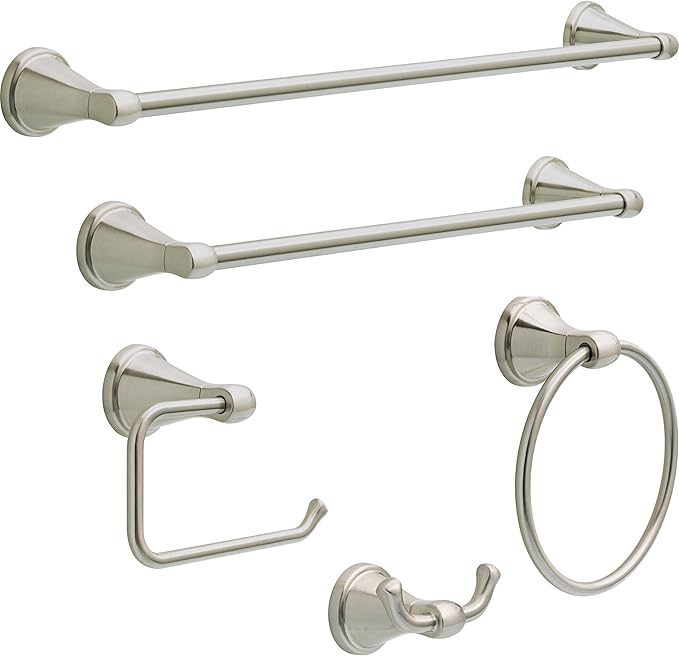Delta Faucet Becker (1-Pack) Toilet Paper Holder, SpotShield Brushed Nickel, Wall Mounted Euro Hook Design BCK50-DN