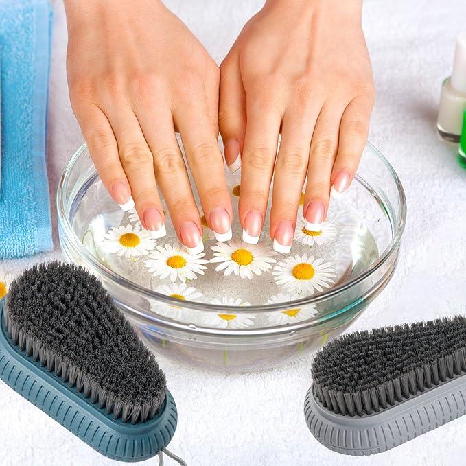 2 Pcs Nail Brush for Cleaning Fingernails, heavy Duty Finger Nail Scrub Brush Hand Scrub Brush with Hanging Rope, Narrow Bristles Fingernail Brush for Cleaning and Scrubbing Fingernails and Toes