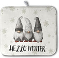 Winter Gnome Dish Drying Mat for Kitchen Counter 16x18 Christmas Snowflakes Santa Kitchen Drying Mat Hello Winter Dish Drainer Mat Super Absorbent Dish Rack Mat for Coffee Bar Countertop