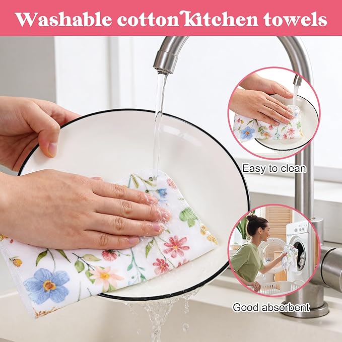36 Pcs Reusable Paper Towels Roll Paperless Cotton Cloth 9.8" X 11" Washable Kitchen Towel Absorbent Soft Flannel Reusable Hand Napkin for Home Bathroom Cleaning Household Dishcloth