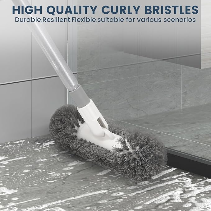 Hoklnuse Deck Brush with 51“ Long Handle for Cleaning Deck Boat Pool,360 Degree Durable Bristles Cleaner Tool Bathroom Spa Tub Floor Tile Clean Scrubber