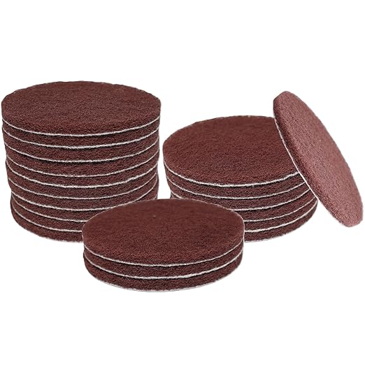 20 PCS 4 Inch 120 Grit Hoop and Loop Scrubber Scouring Pads Drill Scuffing Disc Flocking Scuff Pads, Conditioning Discs Polishing Pads for Furniture Automotive Cleaning, Rust Removal