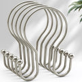 AmazerBath Shower Curtain Hooks Brushed Nickel Shower Curtain Rings, Simple Double Hook Shower Curtain Hooks Rust Proof, Smooth Glide Metal Shower Hooks for Shower Curtain, 12Pcs Shower Rod Hooks