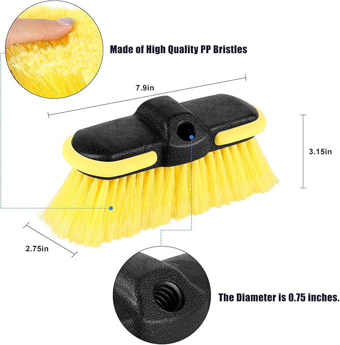 Car Wash Brush Head, Scrub Brush Attachment for Long Handle Extension Pole,Outdoor Broom and Scrubbing Brush for Cleaning Window, Wall, House Floor, Deck, Patio, Car