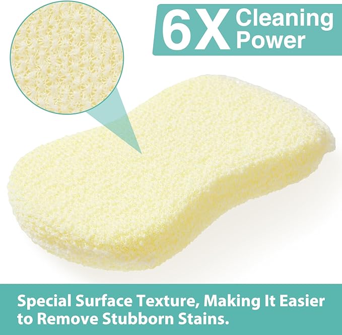 Sponges Kitchen Scrub Dish Sponge Scouring Pad, 12 Pack Cleaning Brush Scrubber Supplies for Soap, Dishwashing Dinnerware Sets Pan Pot Glass Dishwasher Sink Bathroom Towels Cloth Rags Holder