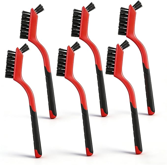 6-Pack Nylon Cleaning Brushes – Non-Scratch Nylon Bristles for Delicate Surfaces, Dual-Head Design with Mini Brush, Ergonomic Grip & Hanging Hole
