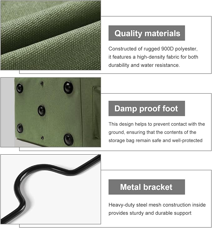 Car Trunk Organizer, Large Capacity Collapsible Tote Wearable Cleaning Caddy Bag w/Adjustable Straps, Multifunctional Vehicle Storage Box for Groceries Tools Cleaning Supplies (Army Green)