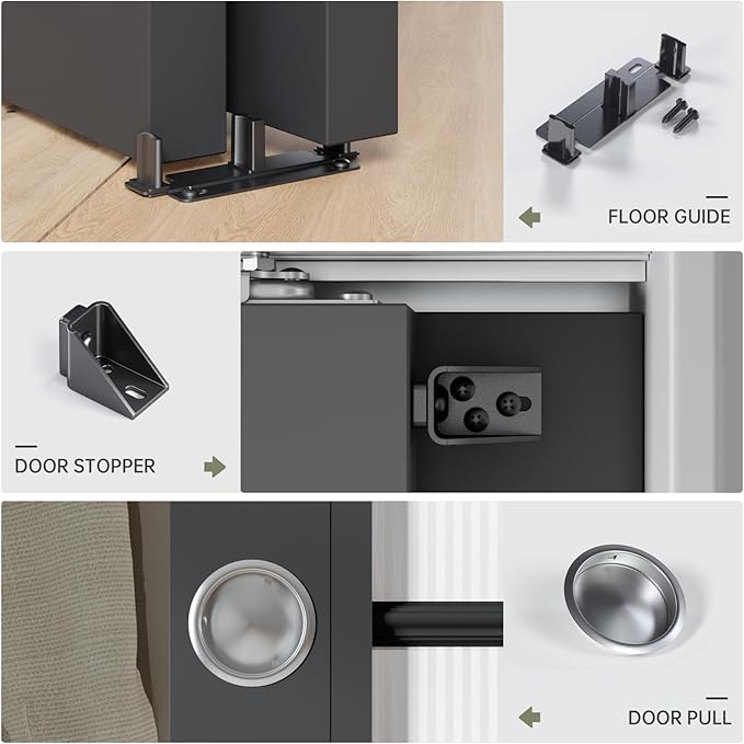EaseLife 6FT/72in Bypass Double Sliding Pocket Door Hardware Kit, Commercial Grade, Aluminum, Bypassing Closet Doors Track for 2 Door System, Slide Smoothly Quietly, Easy Install,No Door