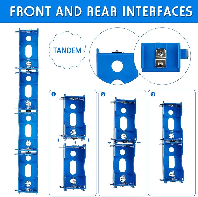 LEIFIDE 8 Pieces D Cell Battery Holder Series or Parallel Storage D Size Battery Case Physical Science Plastic Holder Box Container, Blue