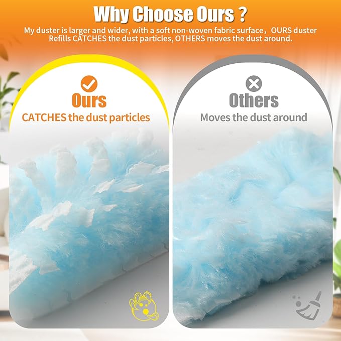 30 Count Duster Refills Compatible with Swiffer Duster, 180° Disposable Multi-Surface Microfiber Cleaning Dusters, Unscented