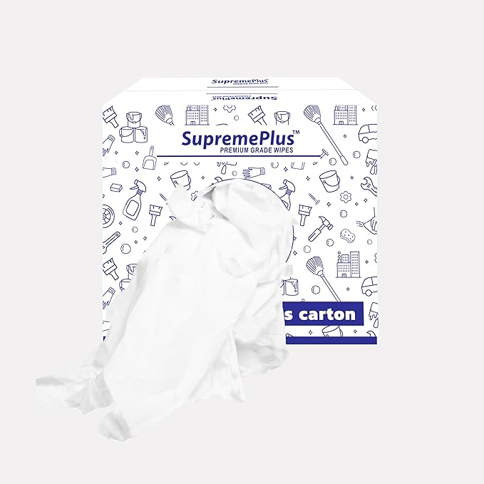 Premium White T-Shirt Cleaning Rags (5 lbs. Box) – White Cotton Rags for Cleaning, Staining, Painting, Oil, Grease & Dust Removal – Shop Rags Bulk for Multipurpose use