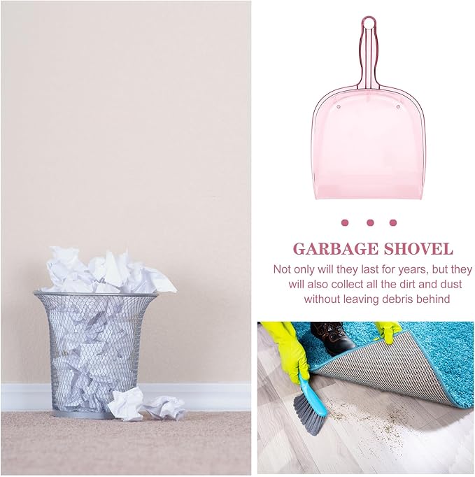 Cabilock Thickened Handheld Dustpan and Garbage Shovel with Handle, Small Household Cleaning Tool for Home and Garage Use, Red