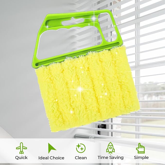 2-Pack Microfiber Blind Cleaner Tools - 7-Finger Washable Duster for Venetian Blinds, AC Vents, Fans & Wood Surfaces - Flexible Head with Non-Slip Handle