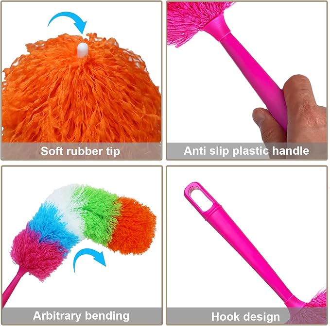 2 Pack Microfiber Hand Dusters,Reusable, Bendable and Washable, Feather Duster