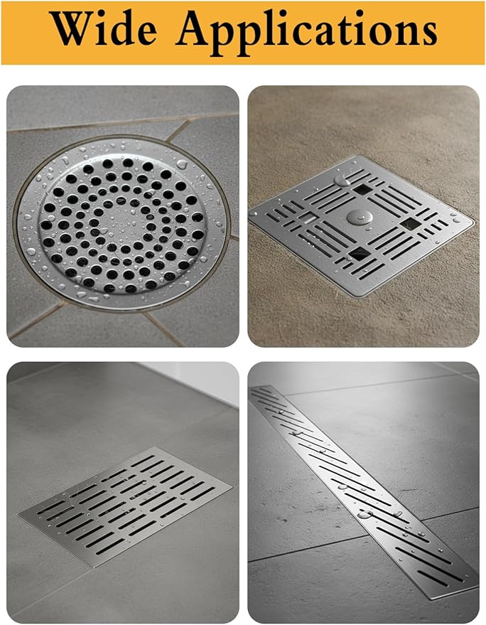 2 Pack Disposable Shower Drain Hair Catcher with Removal Tool, Self-Adhesive Floor Drain Covers Stickers for Linear Shower Drain Bathroom Home Kitchen, 4 Inch /4.7 Inch x 33 ft