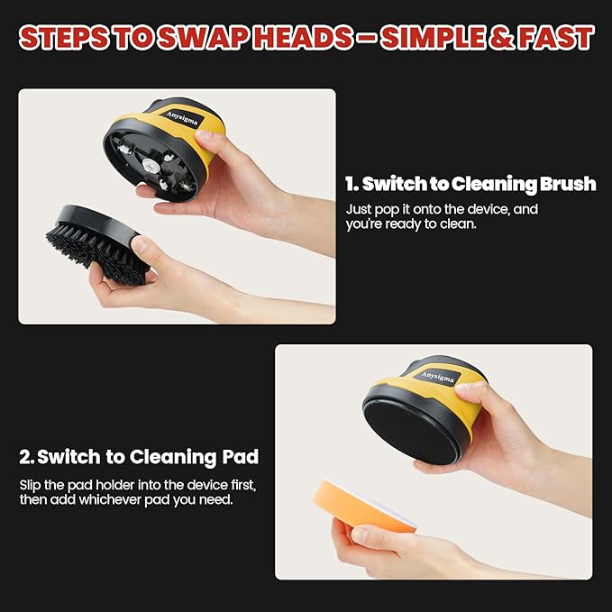 Electric Grill Brush- Waterproof Cordless Rotary Cleaning Brush with 4 Heads for Outdorr Grill,Car,Bathroom