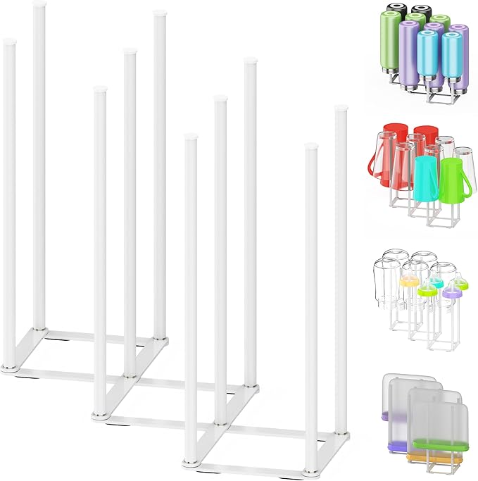 Collapsible Bottle Drying Rack, Foldable Baby Bottle Drying Rack, Portable Drainer Stand Holder for Water Bottles, Cup, Reusable Silicone Bag, Cutting Board (White)