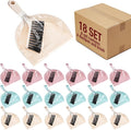 Sliner 18 Pack Mini Dustpan and Brush Set Plastic Dust Pans with Brush Small Broom and Dustpan Set Mini Broom Dust Pan for Home Office Kitchen Table Desktop Floor Cleaning Supplies(Blue, Pink,Beige)