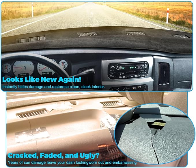 GZSH Dash Cover Mat fit for Dodge Ram 1500 2500 3500 2002-2005 with Dust Brush |Easy to Install| |Full Cover| Dodge Ram Dashboard Cover
