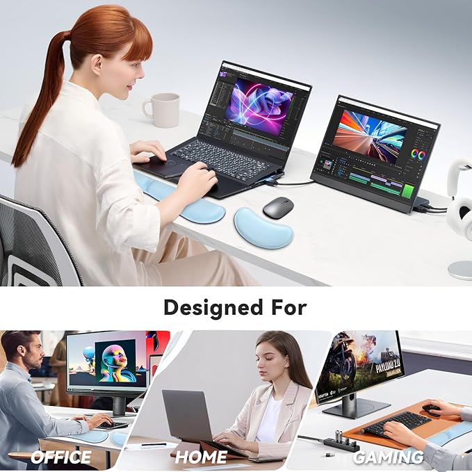 ZIBLY Wrist Rest Keyboard and Mouse Set - Non Slip Ergonomic Wrist Cushion Support Pad - Easy Typing,Pain Relief – Premium Silky Gel Memory Foam for Work from Home Gaming Computer Laptop
