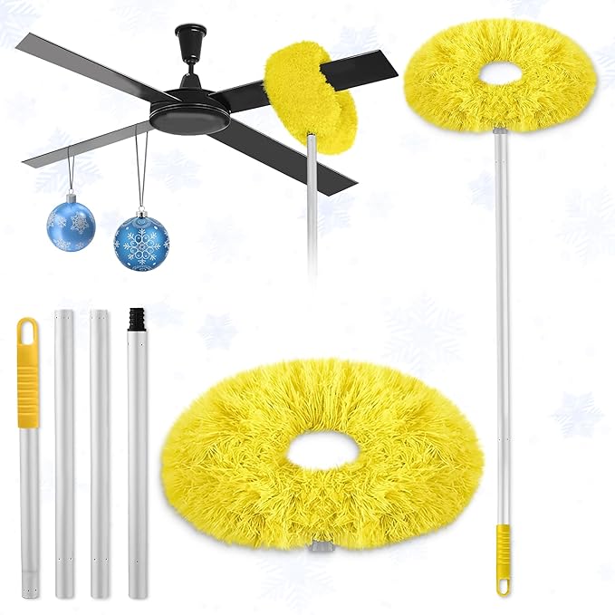 Ceiling Fan Duster Tool - Ceiling Fan Cleaner Duster or Effortless Dust Removal, Adjustable Length (up to 50 Inch Ergonomic Handle), Easy to Use and Store, Durable and Lightweight Microfiber