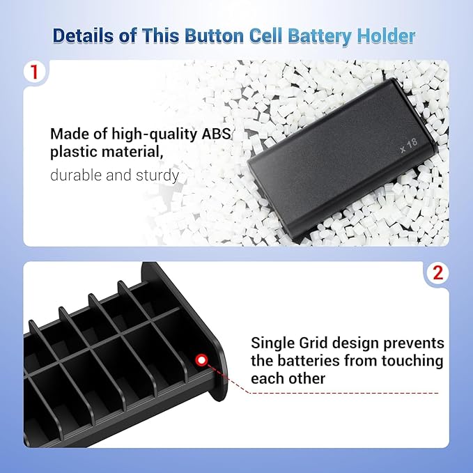 (2 Pack) LR44 Battery Holder, Coin Cell Case for 36x LR44/AG13/A76/357/SR44/SR1153/SG13/LR1154, Button Round Storage, Fits D Slot & Pull-Out Design