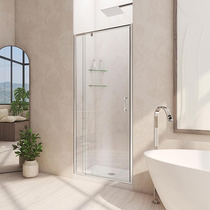 DreamLine Flex 28 - 32 inch W x 72 inch H Semi-Frameless Pivot Shower Door in Chrome