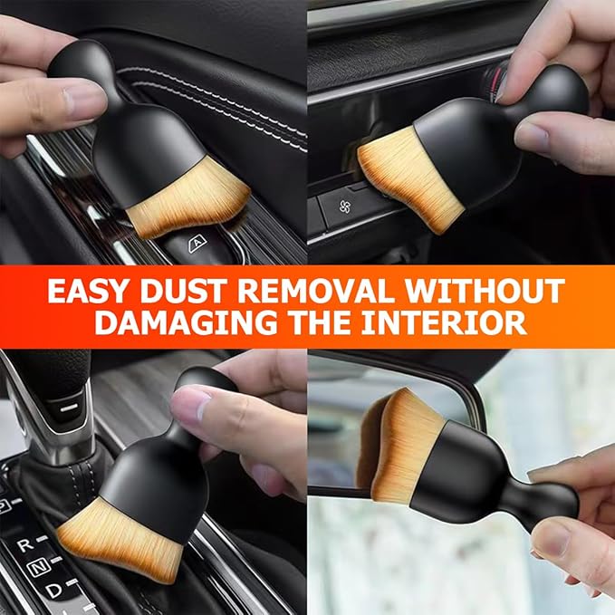 Blilo 2PCS Car Interior Detailing Brush with Dust Cover, Auto Soft Hair Cleaning Brushes, Scratch Free Curved Dirt Collectors, for Vehicle Dashboard Air Conditioner Vents Leather(Pink/Red)