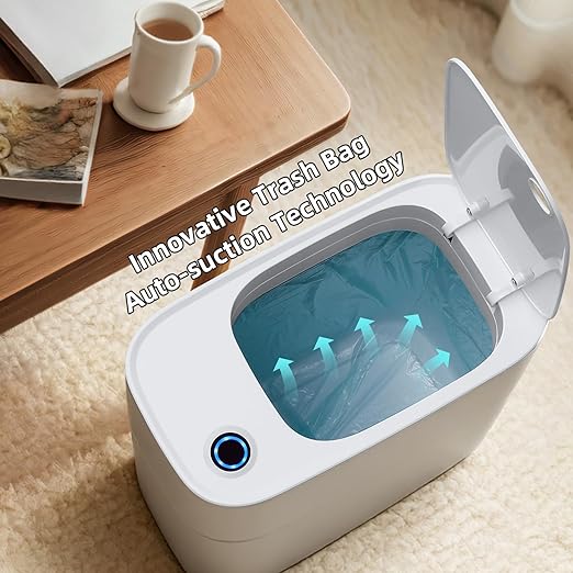 3.5 Gallon Slim Automatic Trash Can for Bathroom,Touchless Diaper Trash Can with Trash Bag Auto-adsorption Technology,Motion Sensor Diaper Garbage Bins for Bedroom Office Kitchen Toilet