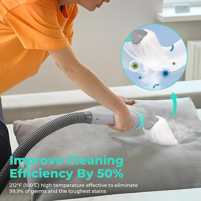 HAUSHOF Steam Portable Carpet and Upholstery Cleaner, Deep Couch Cleaner Machine with 3 Powerful Cleaning Modes for Pet Stains, Sofa, Rug, Mattress, Car Seat and Curtain, Spot & Stain Cleaner Included