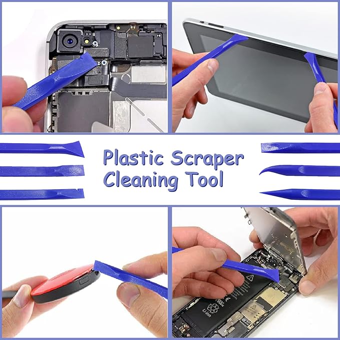 18Pcs Carbon Fiber Scraper Cleaning Tool Non-Scratch Plastic Multi-Purpose Stiff Scraper Pen-Shaped Scraper Tool for Paint, Stickers Label, Food, Tight Spaces, Crevices, Kitchen (Blue)