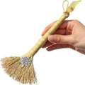 Witch Altar Mini Broom with Crystal and Tree of Life Decor - Wiccan Tools for Healing Energy Cleansing Altar Decoration (Yellow Crystal)