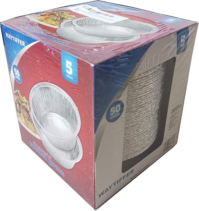 Pie Pans (100 Pack) 5 inch HEAVY-DUTY Disposable Aluminum Foil pie/tart Pans for Baking Personal Mini Pies, Foil Pie Tin for Bakeries, Cafes,Easily Stack & Store, Freeze & Reheat