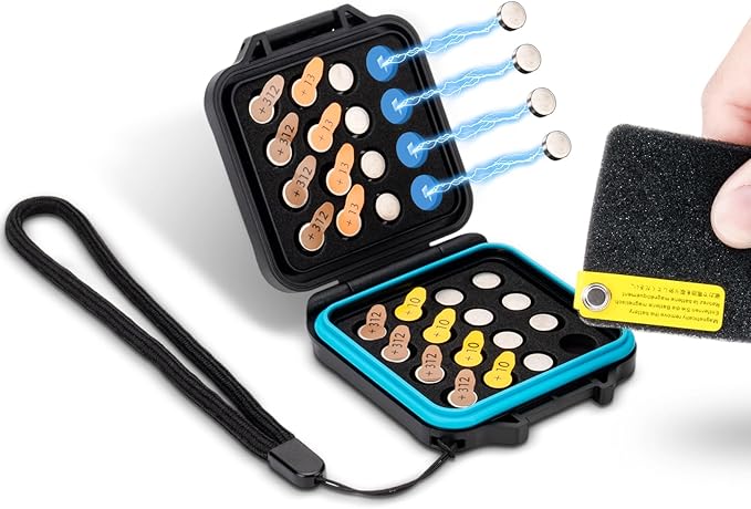 Size 312 13 10 LR41 Battery Case Holder Storage, Water-Resistant Anti-Shock, Hearing Aid Batteries Case for 32x A312 Size312 P312 P13 P10 AG3, Safety Aid Zinc Air Prime Batteries Holder, No Batteries