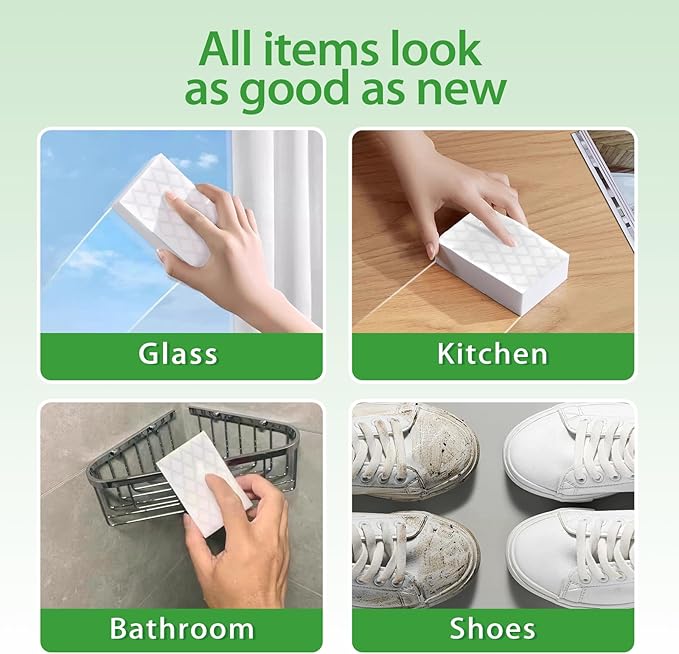 Magic Sponge 2X Density, Multi-Purpose Long Lasting Melamine Sponge, Water-Activated Cleaning Sponge Eraser for Kitchen, Bathroom, Wall, Shoes & Car Interior, Extra Durable, Non-Scratch (20)