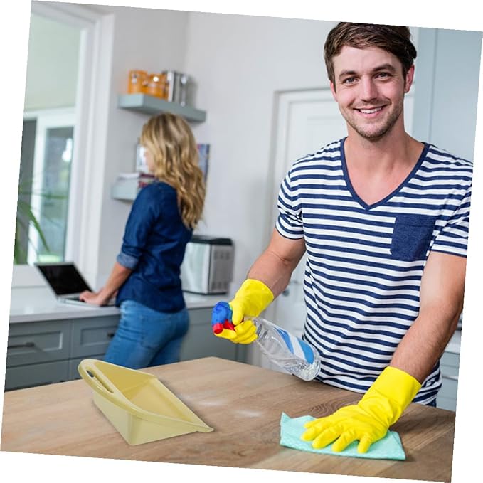 BESPORTBLE Handheld Dustpan Small Collector 2pcs with Handle Lime Yellow for Home Cleaning Desktop Trash Dustpan Household Office Use