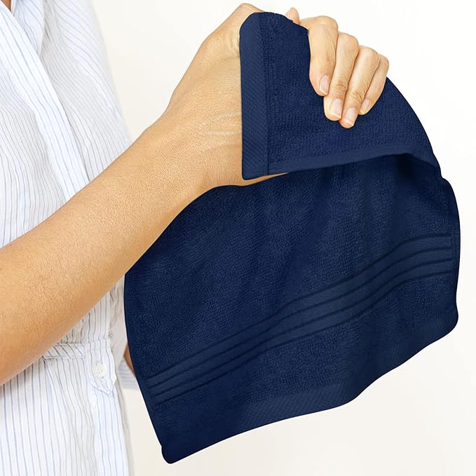 Utopia Towels Wash Cloths Set, 12 by 12 Inches, 100% Cotton Ring Spun, Highly Absorbent and Soft Feel Washcloths for Bathroom, Spa, Gym, and Face, 12 Pack Navy