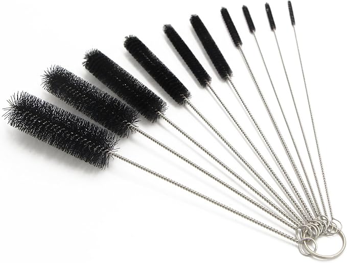 Eboot 10 Pcs 8.2 Inch Tube Cleaning Brushes Nylon Cleaner Brush Long Sink Drain Pipe Cleaning Brushes 10 Different Diameters for Bottle Straw Tumbler Home Sink Plumbing