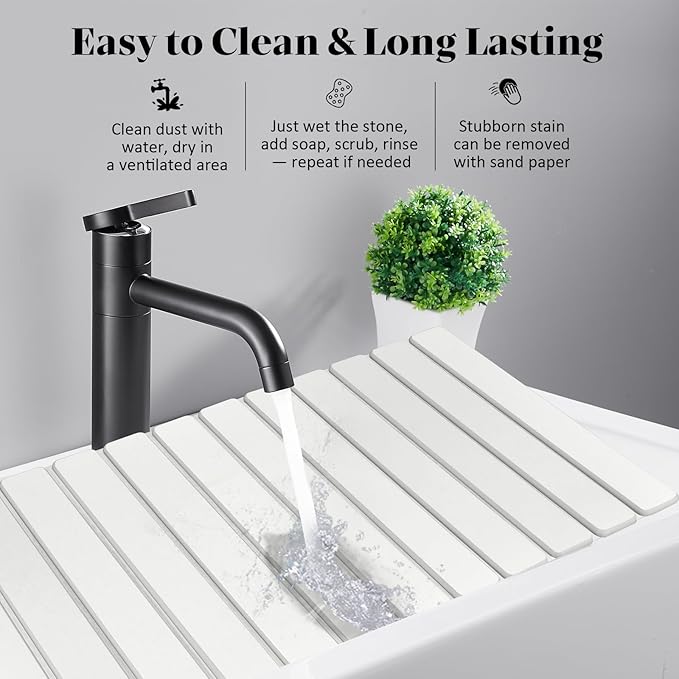 Extra Large Stone Dish Drying Mats for Kitchen Counter, 28"(L)×16"(W), Eco - Friendly Diatomaceous Stone Mats, Non - Slip Collapsible Absorbent Stone Dish Drying Mat for Multi - Purpose