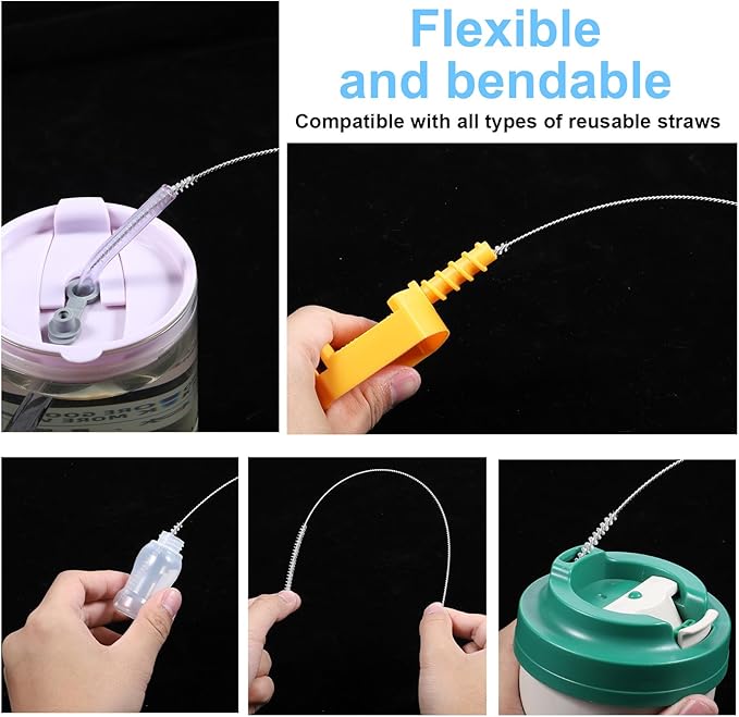 5 Pcs 12 Inch Straw Cleaner Brush for Tumbler Straws, Extra Long Straw Brush 4mm Wide Bottle Cleaner Brushes with Metal Handles Reusable Drinking Cup Cleaners Brushes for Sippy Cup