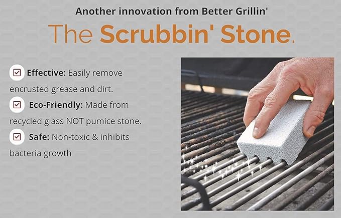 Better Grillin Scrubbin Stone Grill Cleaner-Scouring Brick/Barbecue Grill Brush/Barbecue Cleaner for BBQ, Griddle, 4pk