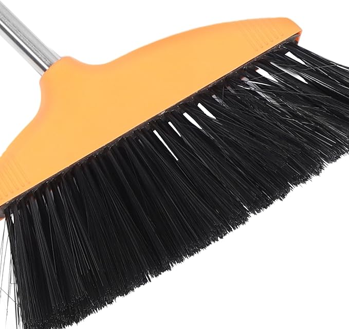 Soft Bristle Sweeping Broom with Metal Handle Household Floor Sweeping Broom for Indoor and Outdoor Use Suitable for Kitchen and Garage Cleaning