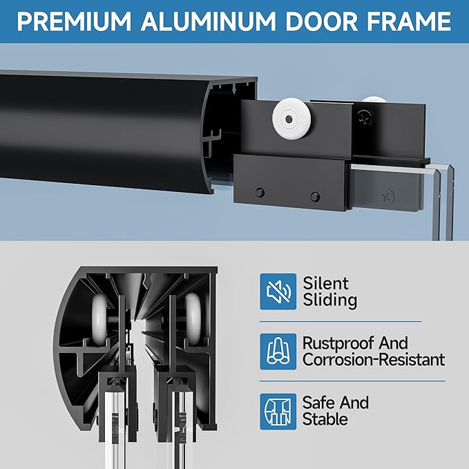 Double Sliding Bathtub Door 56-60“W x 57” H, Semi-Frameless Bath Tub Door - 1/4"(6mm) Tempered Glass Tub Shower Door with Explosion-Proof Film, Easy to Clean, Matte Black