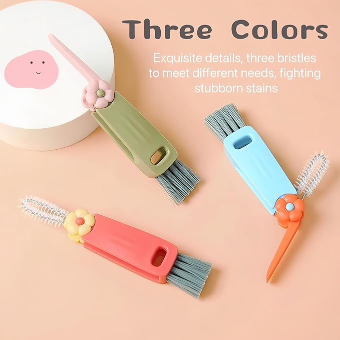 3 in 1 Cup Lid Cleaning Brush, Multifunctional Bottle Brush, Water Bottle Cleaner Brush, Portable Cup Lid Gap Cleaner, Home Kitchen Crevice Brush Tools (3 PCS)