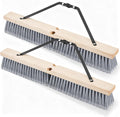 Maxdot 2 Pcs 24” Fine-Sweep Push Broom Head, Threaded Wood Block with Broom Brace for Outdoor Indoor