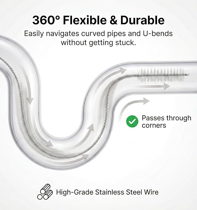 4 Pcs Straw Cleaner Brush Extra Long, 39.4 Inches Wire Tube Brushes with Soft Nylon Bristles Head, Wire Brush Pipe Cleaning Brushes for Feeding Tubes Bottles Straw (White)