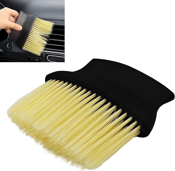 Auto Interior Dust Brush, Car Detailing Brush, Soft Bristles Auto Exterior Cleaning Whisk Broom, No-Scratch Car Dashboard Dusting Tool for Auto Air Conditioner Vent, Leather, Computer (Yellow)